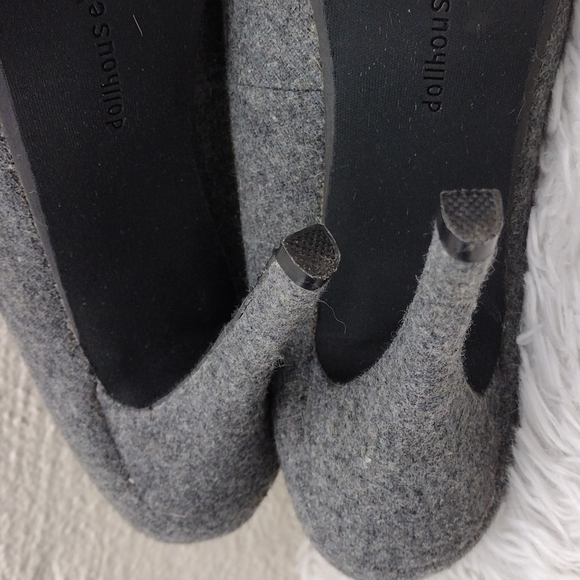 Dollhouse Gray Faux Woo Faux Fur Upper Almond Toe Slip On Platform Stiletto Heel - Picture 9 of 16